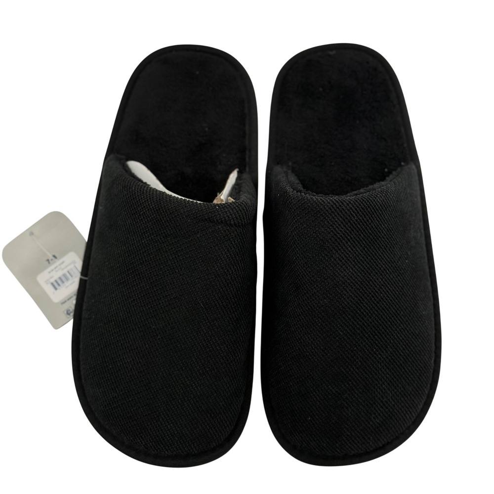 NEW George Mens 7-8 Slippers Black Scuff Textured House Shoes Cozy Loungewear - Picture 5 of 5